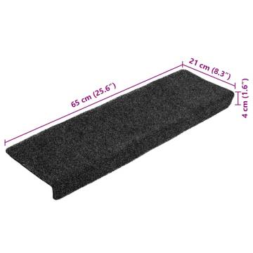 Self-adhesive Stair Mats - 20 pcs Grey - 65x21x4 cm