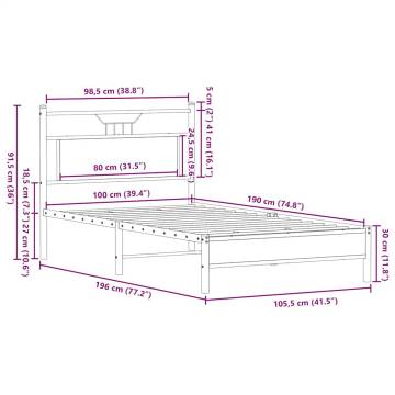 Sonoma Oak Bed Frame 100x190 cm - Engineered Wood