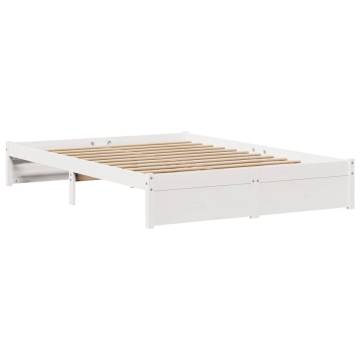 White Bed Frame with Headboard 140x190 cm - Sleek & Sturdy