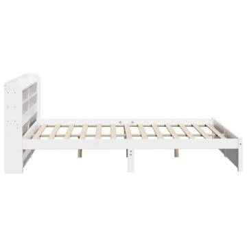 White Bed Frame with Headboard 140x190 cm - Sleek & Sturdy