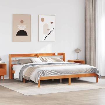 Stylish Bed Frame with Headboard - Wax Brown 200x200 cm