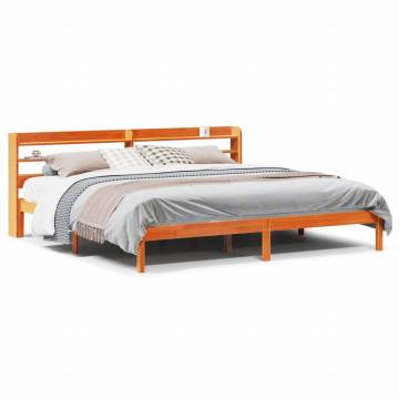 Stylish Bed Frame with Headboard - Wax Brown 200x200 cm