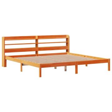 Stylish Bed Frame with Headboard - Wax Brown 200x200 cm