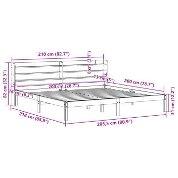 Stylish Bed Frame with Headboard - Wax Brown 200x200 cm