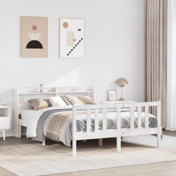 Stylish White Bed Frame with Headboard - 160x200 cm