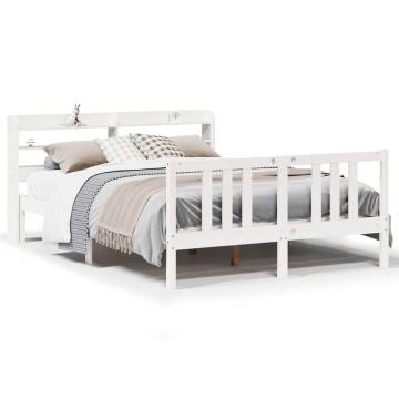 Stylish White Bed Frame with Headboard - 160x200 cm