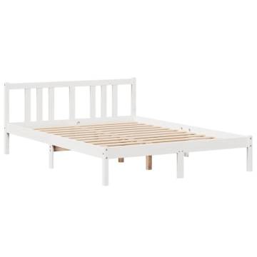 Stylish White Bed Frame with Headboard - 160x200 cm