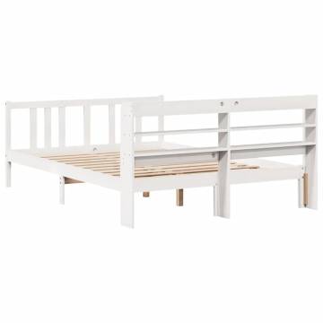 Stylish White Bed Frame with Headboard - 160x200 cm