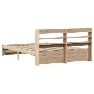 Wooden Bed Frame with Headboard 140x200 cm - No Mattress