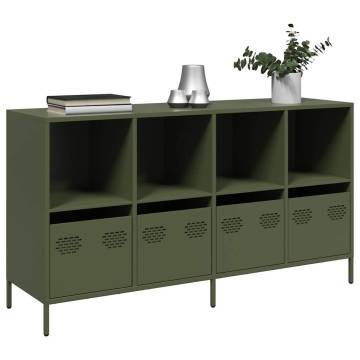 Olive Green Sideboard 135x39x73.5 cm - Cold-Rolled Steel