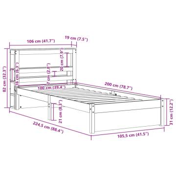 Wooden Bed Frame with Headboard 100x200 cm - HipoMarket