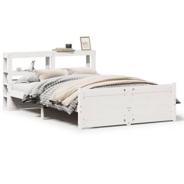 White Bed Frame with Headboard 120x200 cm - HipoMarket