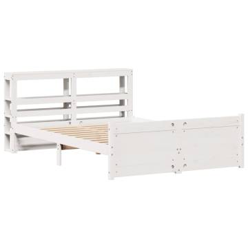 White Bed Frame with Headboard 120x200 cm - HipoMarket