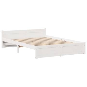 White Bed Frame with Headboard 120x200 cm - HipoMarket