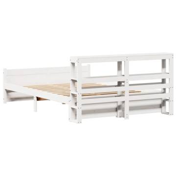 White Bed Frame with Headboard 120x200 cm - HipoMarket