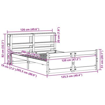 White Bed Frame with Headboard 120x200 cm - HipoMarket