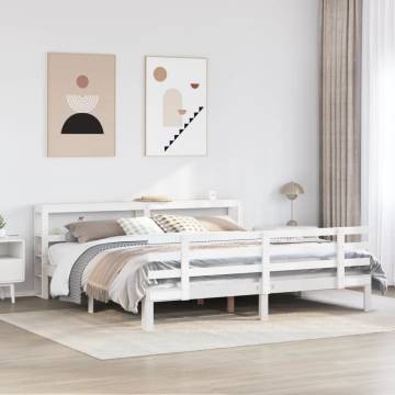 White Bed Frame with Headboard - Super King 180x200 cm