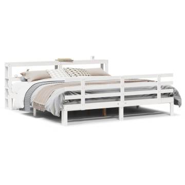 White Bed Frame with Headboard - Super King 180x200 cm