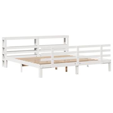 White Bed Frame with Headboard - Super King 180x200 cm