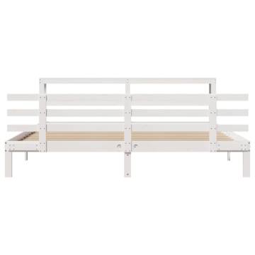 White Bed Frame with Headboard - Super King 180x200 cm