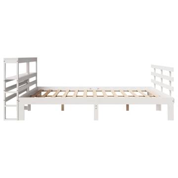 White Bed Frame with Headboard - Super King 180x200 cm