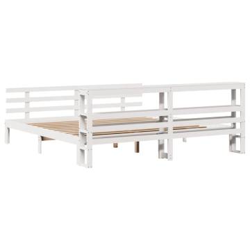 White Bed Frame with Headboard - Super King 180x200 cm