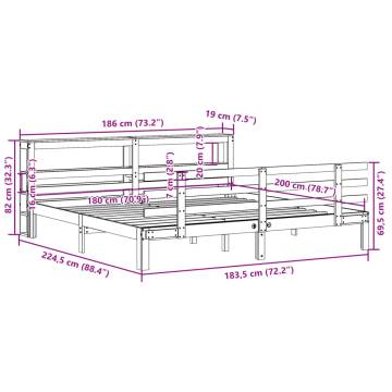 White Bed Frame with Headboard - Super King 180x200 cm