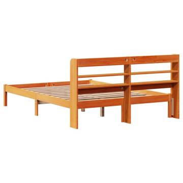 Bed Frame with Headboard Wax Brown 140x200 cm - Hipo Market