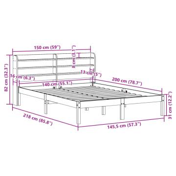 Bed Frame with Headboard Wax Brown 140x200 cm - Hipo Market