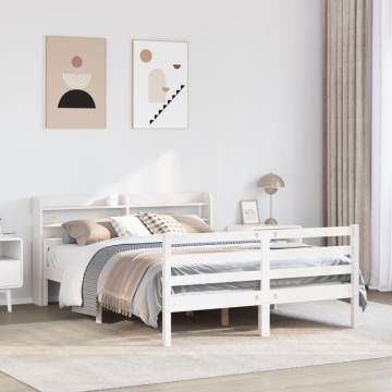 White Bed Frame with Headboard - Double 135x190 cm | HipoMarket