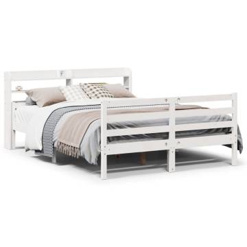 White Bed Frame with Headboard - Double 135x190 cm | HipoMarket