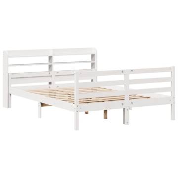 White Bed Frame with Headboard - Double 135x190 cm | HipoMarket