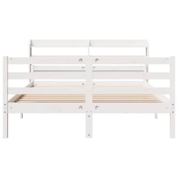 White Bed Frame with Headboard - Double 135x190 cm | HipoMarket