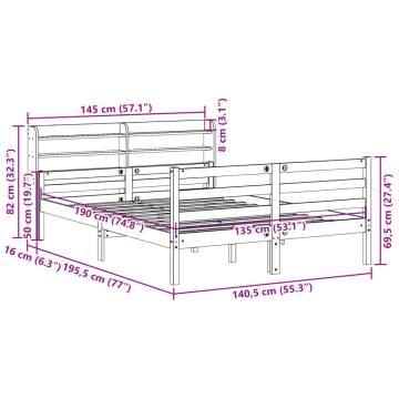 White Bed Frame with Headboard - Double 135x190 cm | HipoMarket