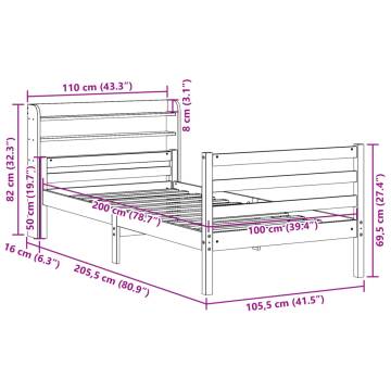 Wooden Bed Frame with Headboard - 100x200 cm | HipoMarket