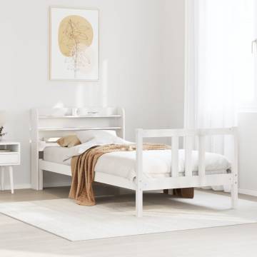 Stylish White Bed Frame with Headboard - 100x200 cm