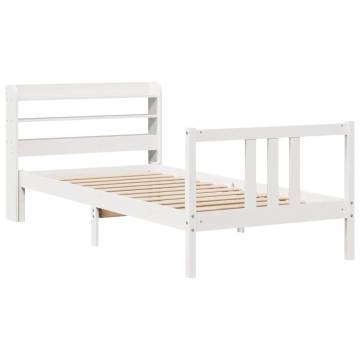 Stylish White Bed Frame with Headboard - 100x200 cm