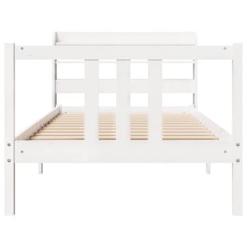 Stylish White Bed Frame with Headboard - 100x200 cm