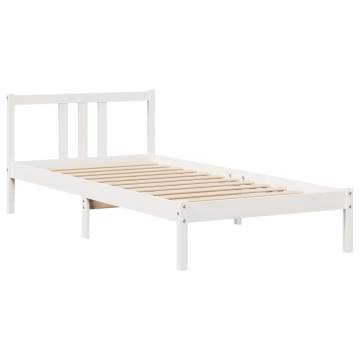 Stylish White Bed Frame with Headboard - 100x200 cm