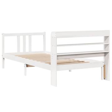 Stylish White Bed Frame with Headboard - 100x200 cm