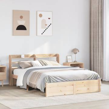 Stylish Double Bed Frame with Headboard - 135x190 cm