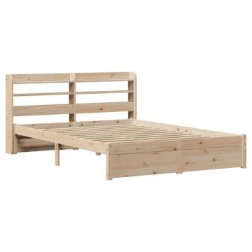 Stylish Double Bed Frame with Headboard - 135x190 cm