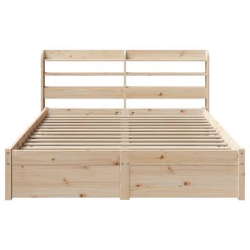 Stylish Double Bed Frame with Headboard - 135x190 cm