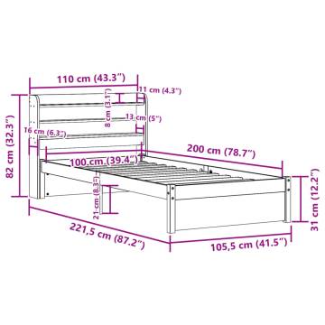 Wooden Bed Frame with Headboard 100x200 cm | Hipomarket