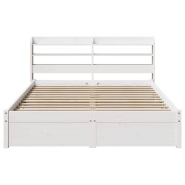 White King Size Bed Frame with Headboard - 150x200 cm