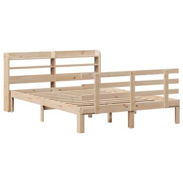 Rustic Solid Pine Bed Frame with Headboard 160x200 cm