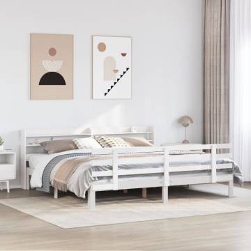 Super King Bed Frame with Headboard - White 180x200 cm