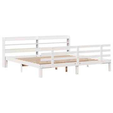 Super King Bed Frame with Headboard - White 180x200 cm