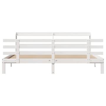 Super King Bed Frame with Headboard - White 180x200 cm