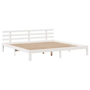 Super King Bed Frame with Headboard - White 180x200 cm